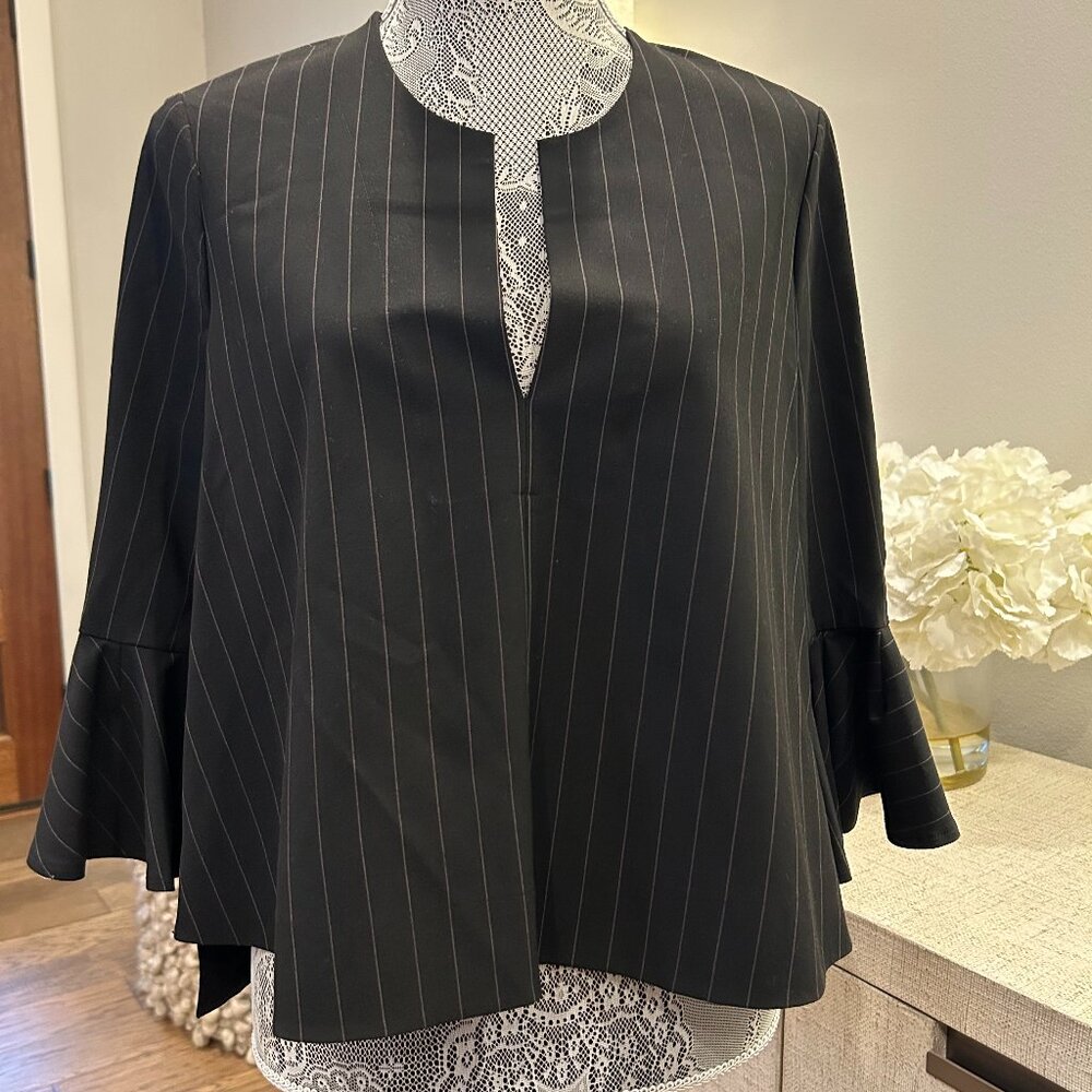 BCBGMaxazria Valari Pinstripe Bell Sleeves Blouse